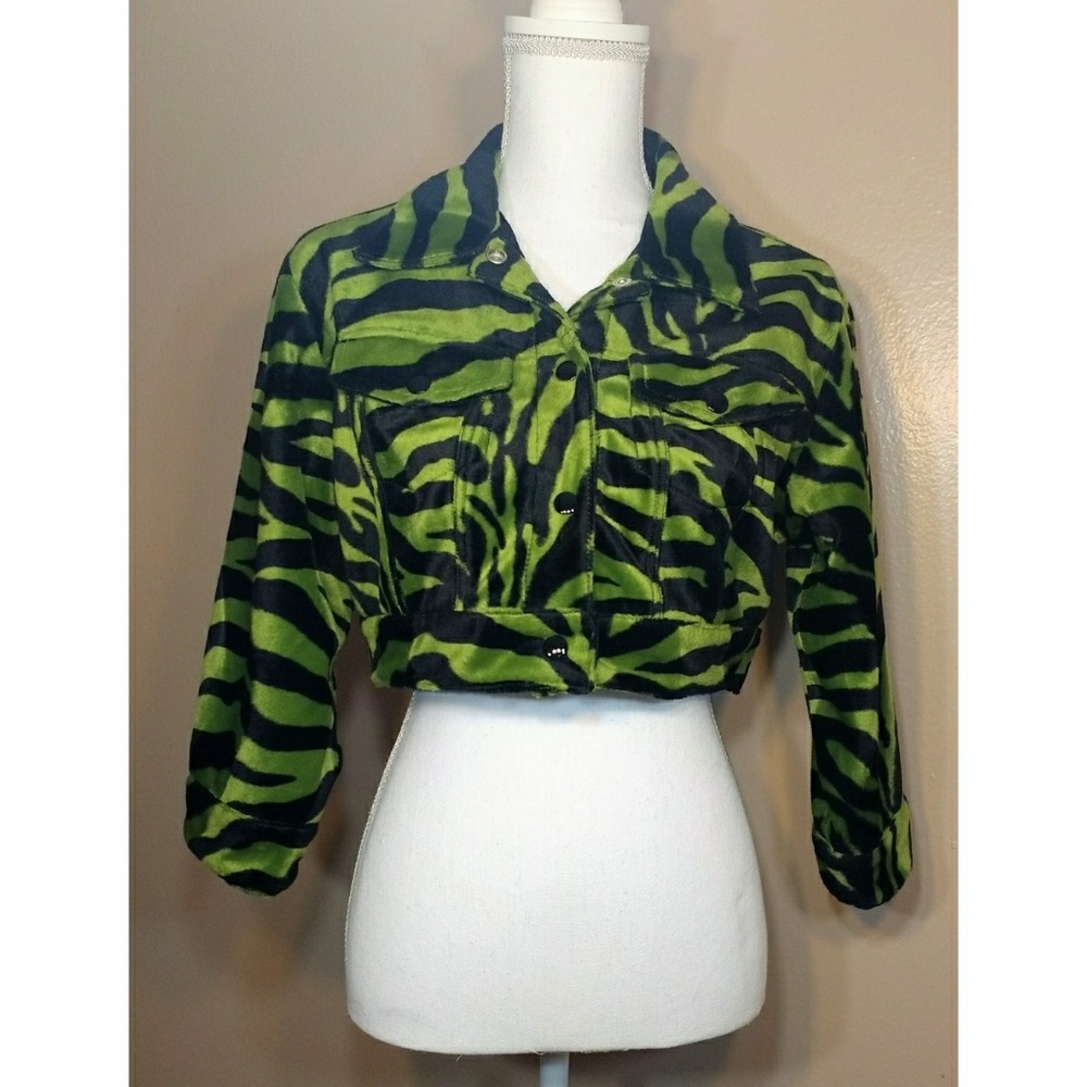 Vintage Betsey Johnson Green Leopard Crop Jacket L